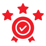 Quality assurance badge with stars