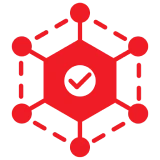 Geometric icon with checkmark inside